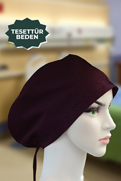 YİĞİTBAŞI Bordo Doktor Hemşire Aşçı Cerrahi Bone Hastane Anne Bone Iş Bandanası Pamuklu Kumaş Lastikli