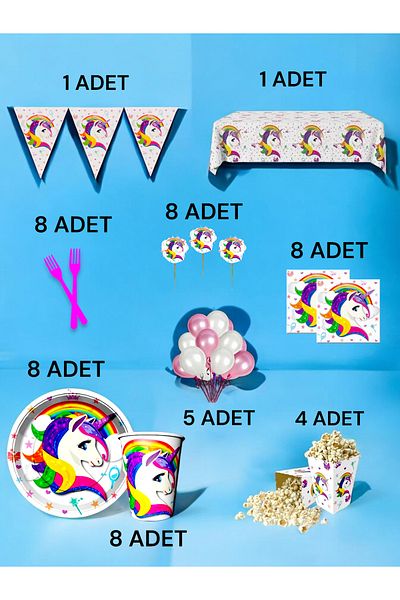 VibeHome 8-Person Unicorn Themed XL Package - Birthday Party and Fun Events