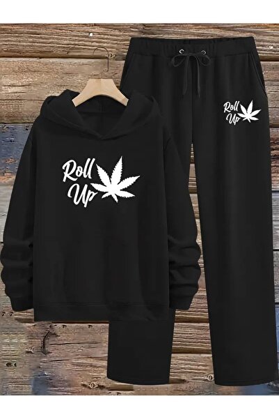 LAND MODA Γυναικείο σετ φόρμας με στάμπα και κουκούλα