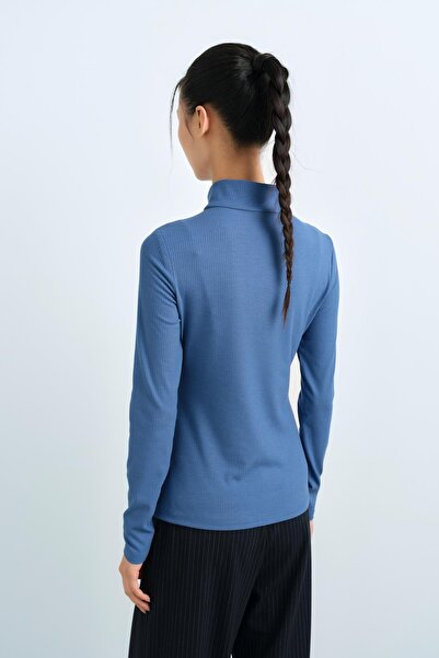 Nihan Yarım Balıkçı Bluz İndigo