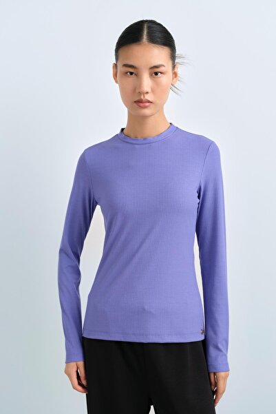 Nihan Sıfır Yaka Bluz Menekşe