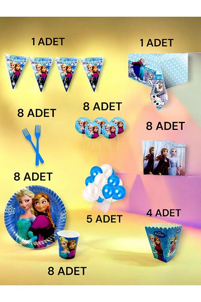 VibeHome Frozen Themed XL Pack for 8 - Birthday Party and Fun Events