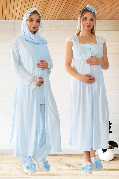 lohusahamile Pregnant and Maternity Set of 7 with Blue Hijab