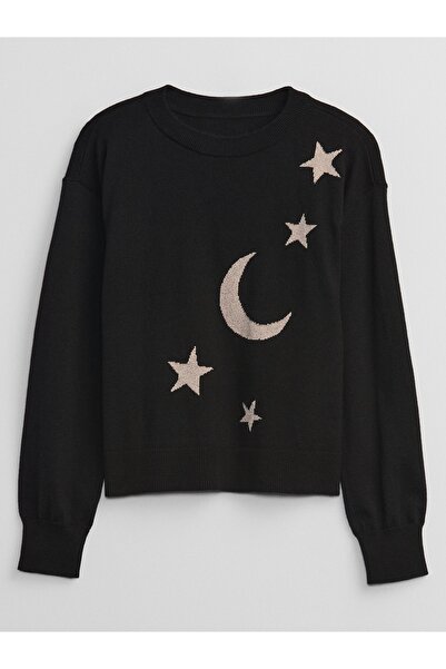 GAP Kız Çocuk Siyah Intarsia Kazak