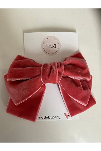 MADE BY PERİ مشبك مخملي وردي - شريط أوتوماتيكي