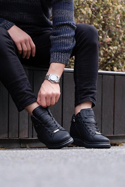 L.A Polo 061 Siyah Renk Siyah Tabanlı Erkek Günlük Ayakkabı