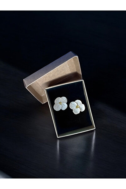 Arya Planet Özel Tasarım, Polimer Kil Çiçekli Küpe - Pearl Glow