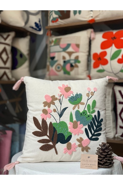 Home 2-Piece Colorful Floral Patterned Punch Throw Pillow Cover