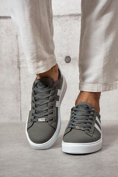 L.A Polo 503 Smoked Color White Sole Lace-Up Casual Men's Sneakers