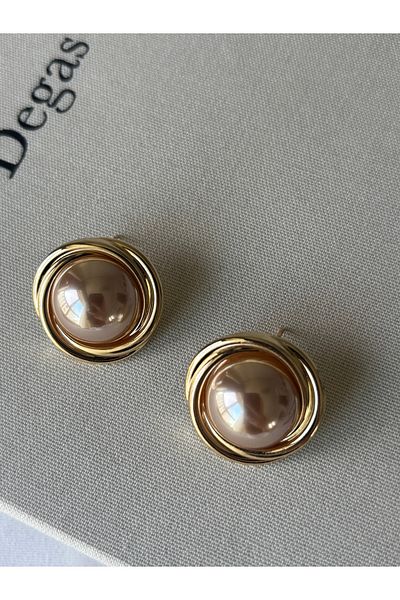 ringbox Gold Pearl Round Earrings