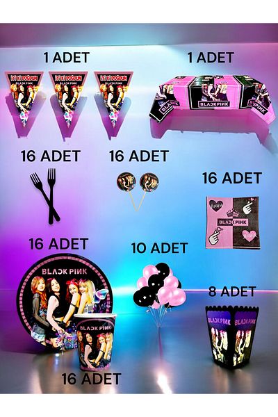 VibeHome Blackpink Themed XL Pack for 16 - Birthday Party and Fun Events