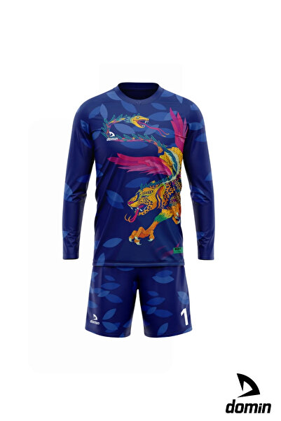 DOMİN SPOR Yetişkin Ve Çocuk Mavi Özel Futbol Kaleci Forması Alt Üst Goalkeeper Jersey Gk258745