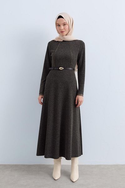 Nihan Belted Knitted Dress Khaki - Men's Shoes