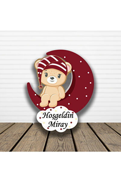 HET Concept 20 Adet Kişiye Özel Magnet Ay Üstünde Oturan Kız Ayıcık Bebek Hed...