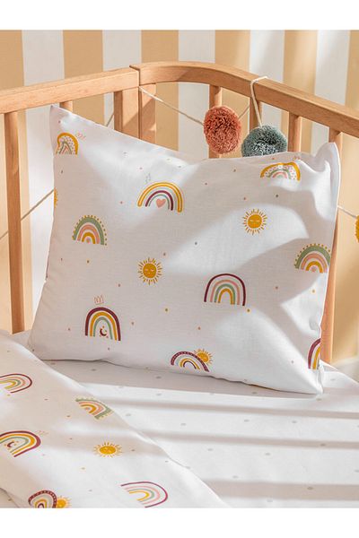 LC Waikiki White Rainbow Printed Baby Duvet Cover Set 100% Cotton 100X 150 cm