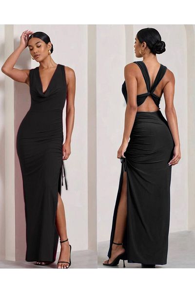 hipnoz butik Rochie lungă decupată la spate pentru femei