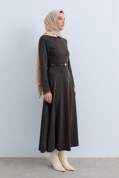 Nihan Belted Knitted Dress Khaki - Men's Shoes