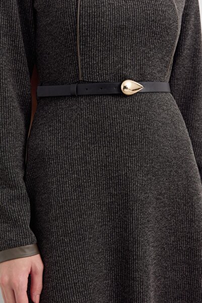 Nihan Kemerli Örme Elbise Haki