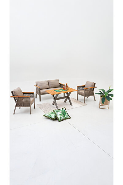 Divona Home Capella Ikili Bahçe Balkon Oturma Grubu Cappucino (MASA TABLASI D...