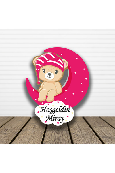 HET Concept 20 Adet Kişiye Özel Magnet Ay Üstünde Oturan Kız Ayıcık Bebek Hed...