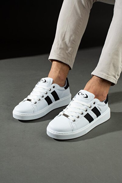 L.A Polo 503 أبيض أسود اللون أبيض الوحيد الدانتيل متابعة أحذية رياضية رجالية ...