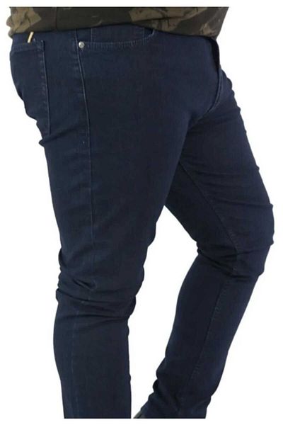 AKTEZ-EL Jeans Navy Blue Classic Fit Large Size High Waist Tube Leg Men's Jeans