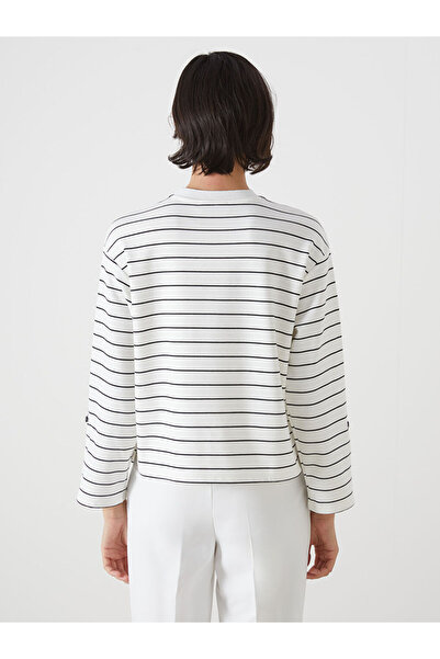 LC Waikiki Black Crew Neck Striped Women's T-Shirt