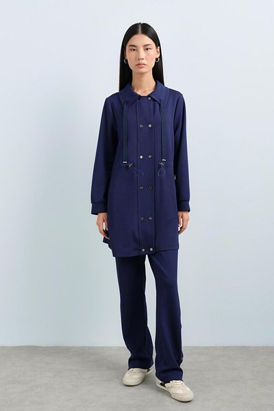 Nihan Navy Blue Trousers - Wear-And-Take Knitted Suit