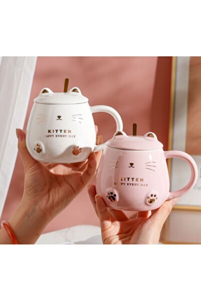 Livava Kitten Ceramic Mug, Pink, 9X8