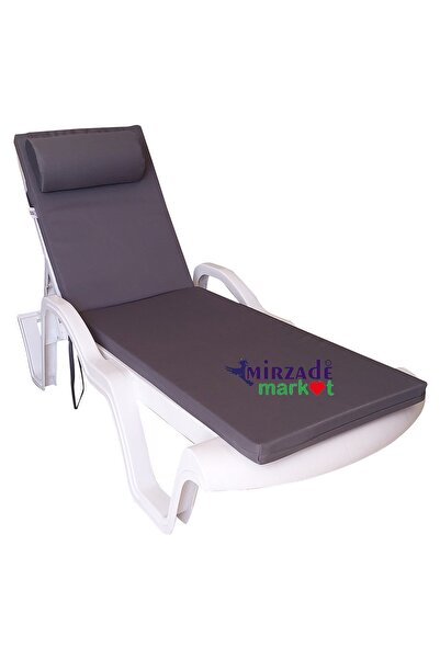 mirzade Şezlong Minderi Lüks Su Geçirmez Kumaş Yastıklı Gri Süngerli Fermuarl...