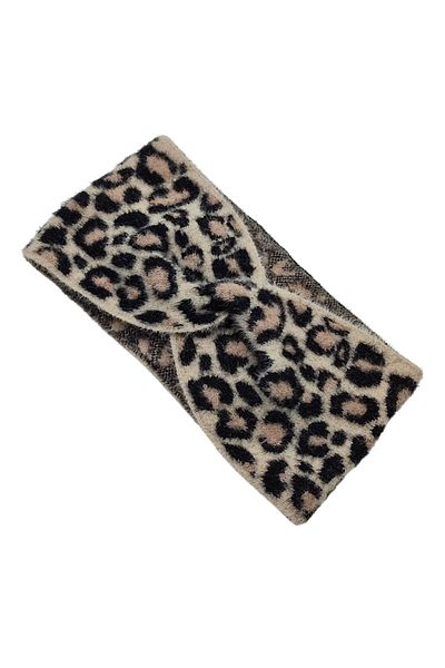 AXE SPORTSWEAR Pluș moale de iarnă - Bandă de păr pentru femei cu model leopard elastic