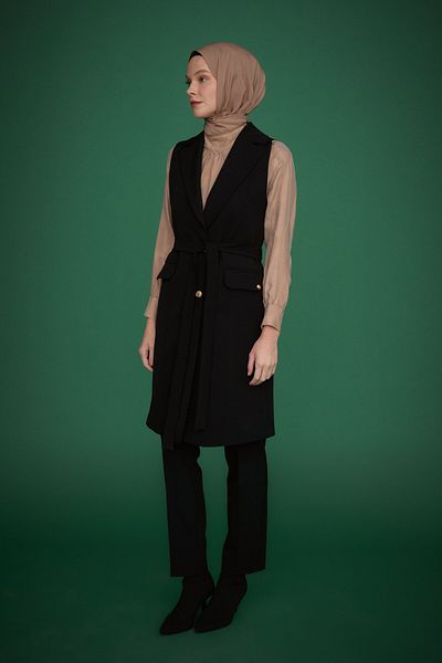 Nihan Black Vest Trousers Set