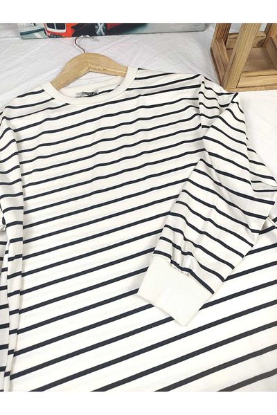 ALMİNA Modal Fabric Stripes Tunic Sweatshirt