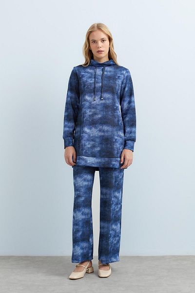 Nihan Pantaloni cu guler stand - Costum cu tunică - Indigo