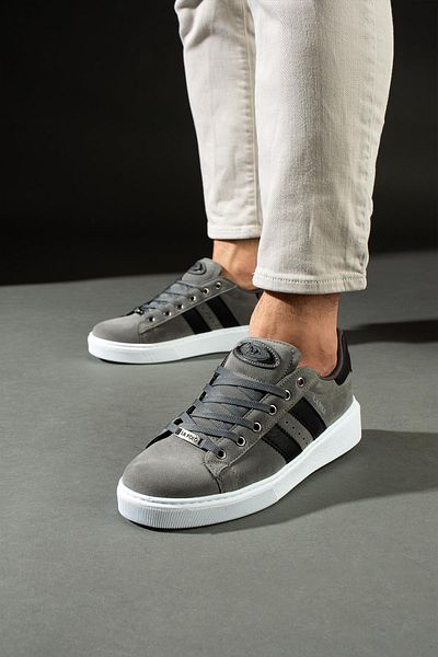 L.A Polo 503 Smoked - Black White Sole Lace-Up Men's Sneakers Suede