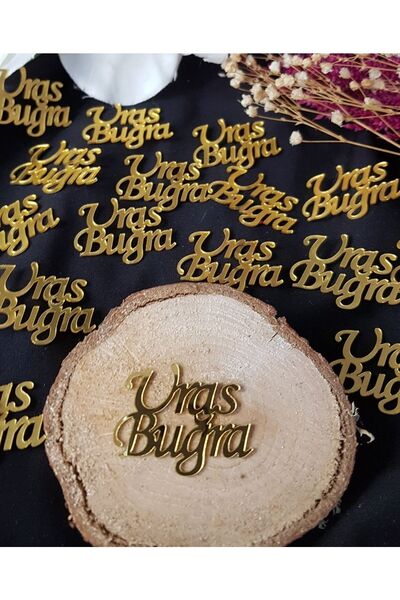 Genel Markalar Pleksi Isim Etiket 4cm 2 Isimli Gold Gümüş - 25 Adet