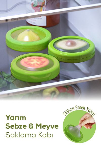 Vienev Green 3-Piece Fridge Protection Set - Lemon, Onion, Tomato Storage Boxes