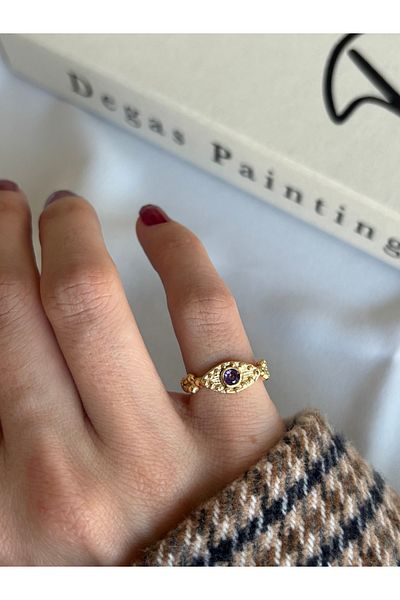 ringbox Eye Model Purple Stone Sparrow Finger Ring