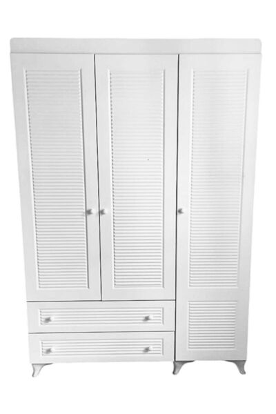 mürsel mobilya 3 Kapaklı Beyaz Panjur MDF Dolap – Şık, Dayanıklı ve Geniş Dep...