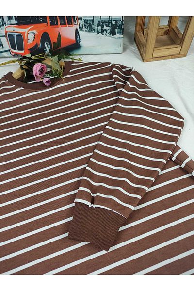 ALMİNA Modal Fabric Stripes Tunic Sweatshirt