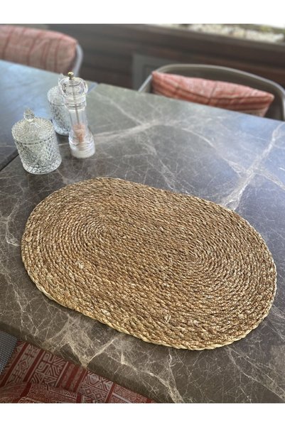 Halımax Wicker Placemat Bamboo Knitted Plate Single Oval 30x45cm