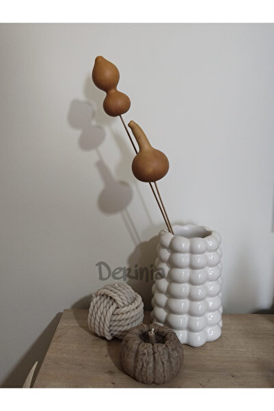 Derinia Bubble Bej Parlak Vazo / Kaşıklık / 18 cm