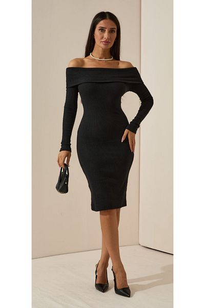 mor butik Rochie neagră cu guler Madonna pentru damă