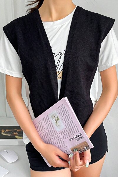 Moibody Tricotaj 100% acrilic din material subțire Şal de umăr pentru birou şi modă casual, negru simplu