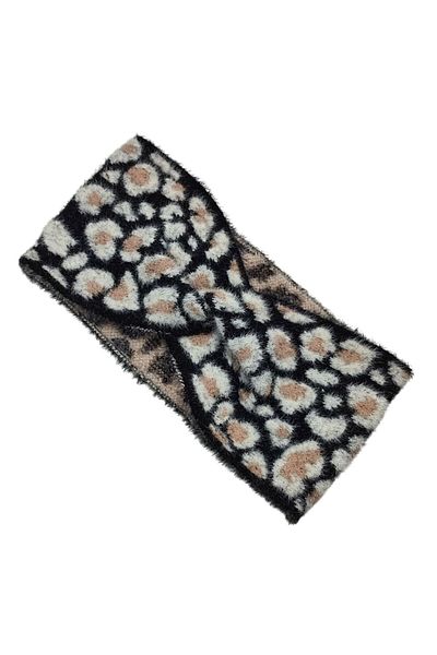 AXE SPORTSWEAR Pluș moale de iarnă - Bandă de păr pentru femei cu model leopard elastic
