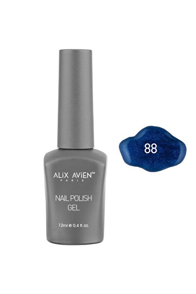 Alix Avien Işıltılı Lacivert Kalıcı Oje 88-Yoğun Renk Veren Jel Oje 12 ml-Nai...