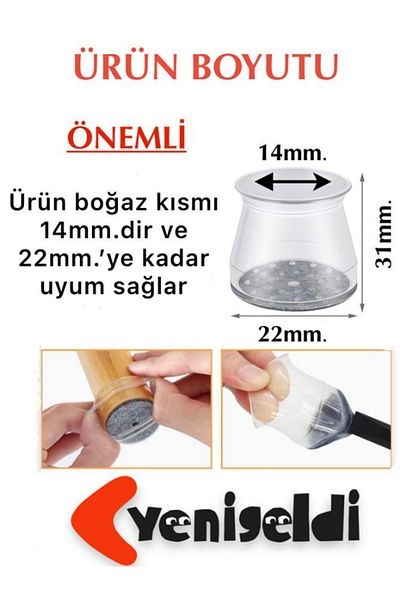 Yenigeldi 8 τεμάχια τσόχα (20mm*25mm) Αντιολισθητικό προστατευτικό δαπέδου καρέκλας τραπεζιού σιλικόνης