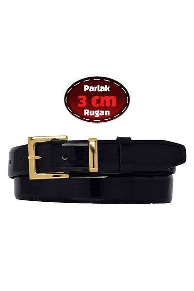 GoDeri 100% piele naturală, curea clasică pentru femei din piele lacuită neagră de 3 cm, afaceri, femei de afaceri, pânză, curea pentru costum-r47