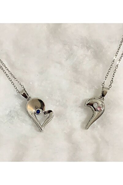 MR Birleşen Kalpli Aşıklar Temalı Çelik Kolye