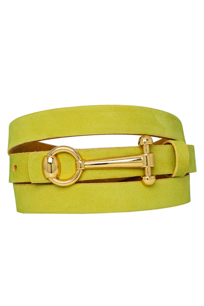 GoDeri %100 Hakiki Yumuşak Nubuk Deri, 2 cm Fıstık Yeşili Kadın Kemeri; Elbise, Pantolon Kemeri anahta.gold